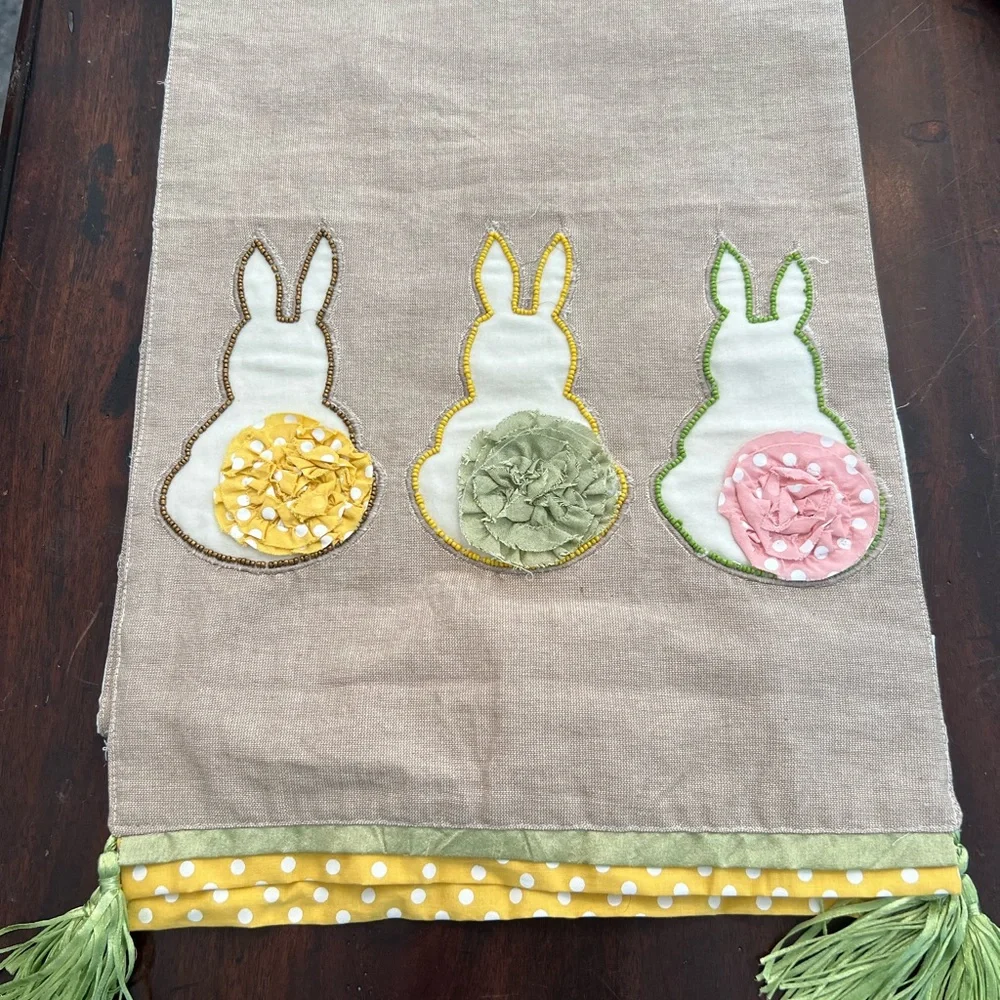 Pier One Imports table run runner cute little bunnies